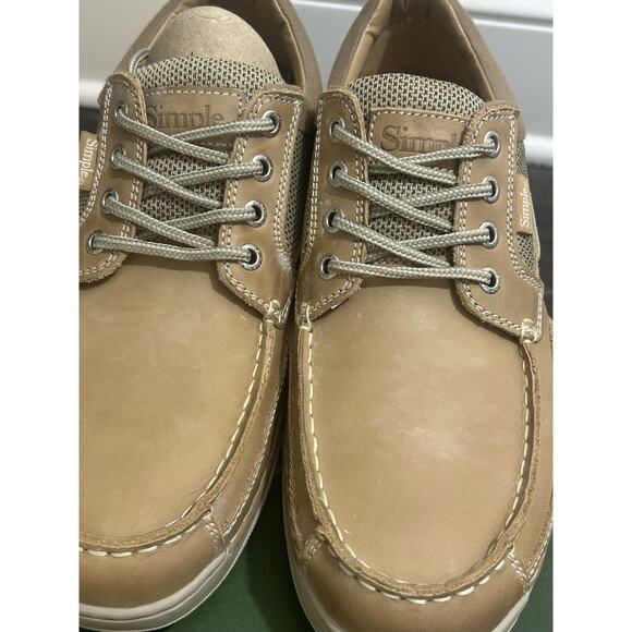 SIMPLE Men's FATHOM Tan Leather/Canvas Boat Shoes 10 M NIB - Picture 15 of 16